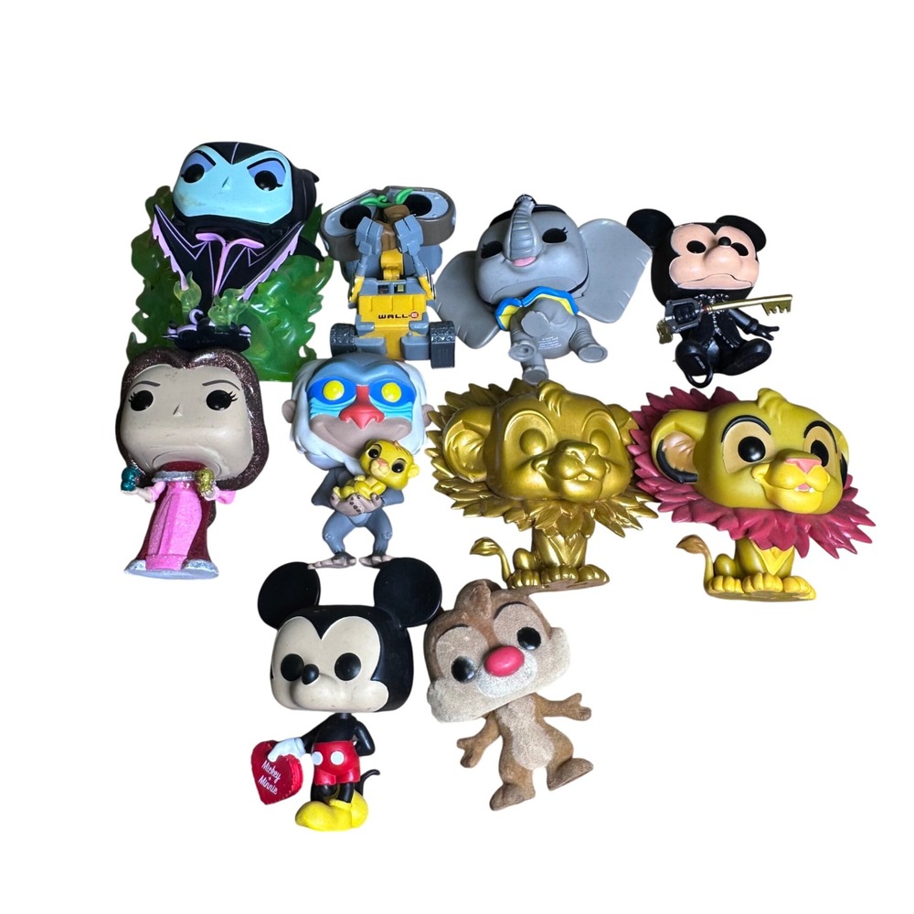 Disney Funko Pop Vinyl Figure Lot Mickey Simba Wall-E Maleficent Dumbo 10pc Set